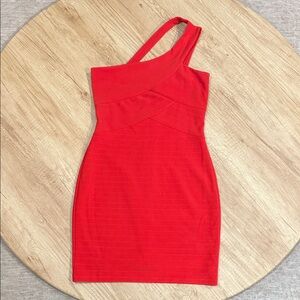Guess Vibrant Red One-Shoulder Dress